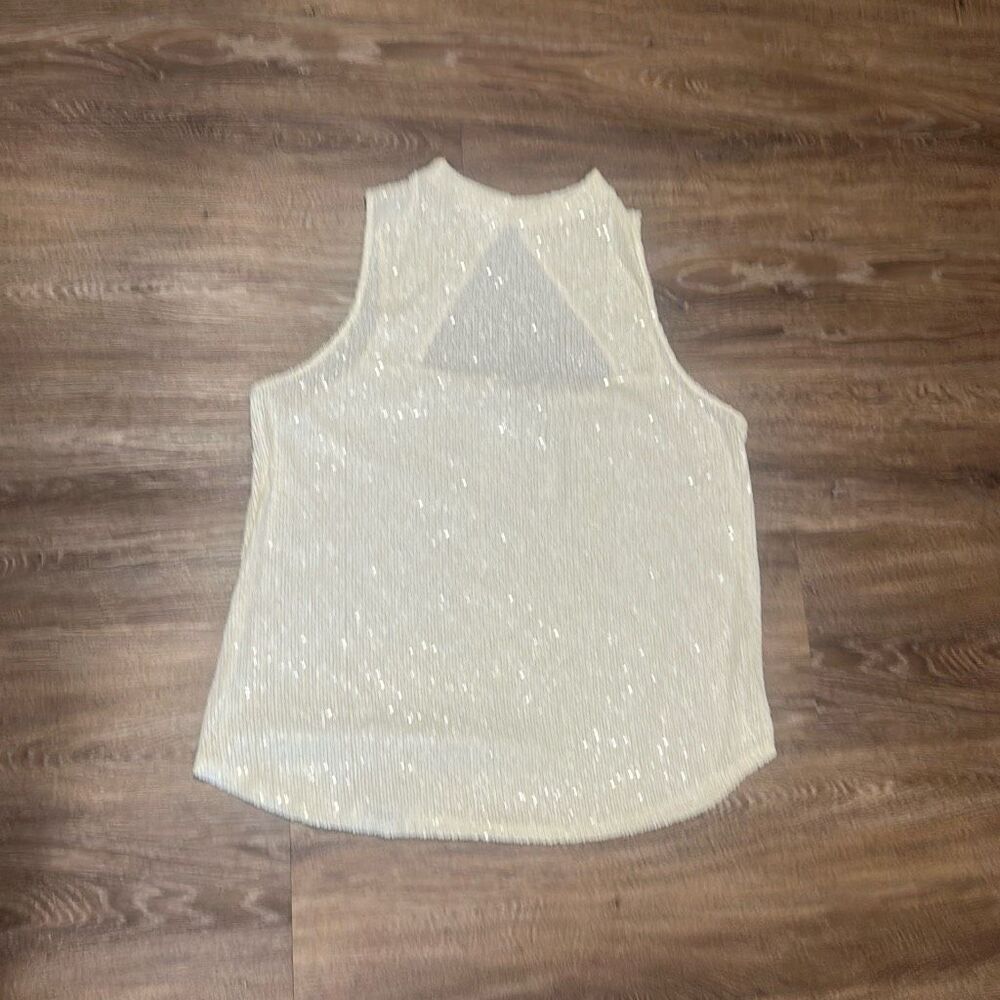 River Island cream halter high neck sequin sleeveless top tank 14 L